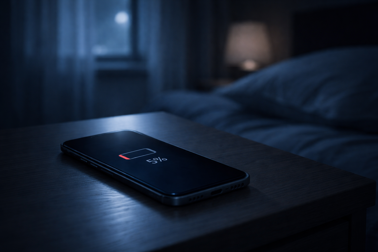 Smartphone battery draining overnight while placed on a bedside table