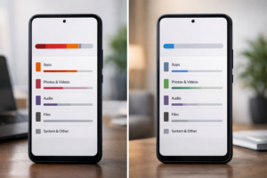Smartphone storage screen showing available free space