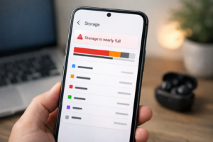 Smartphone storage showing nearly full capacity